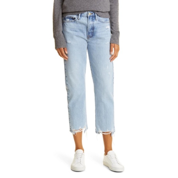 Frame Denim Denim - Frame Denim Le Piper Jeans Distressed Light Wash Size 25 in Clash Wash